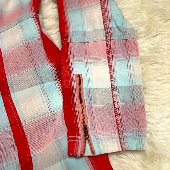 Hurley Women’s Colorful Plaid Double Breasted/Zipper Jacket with Hoodie. Size L - Picture 10 of 16